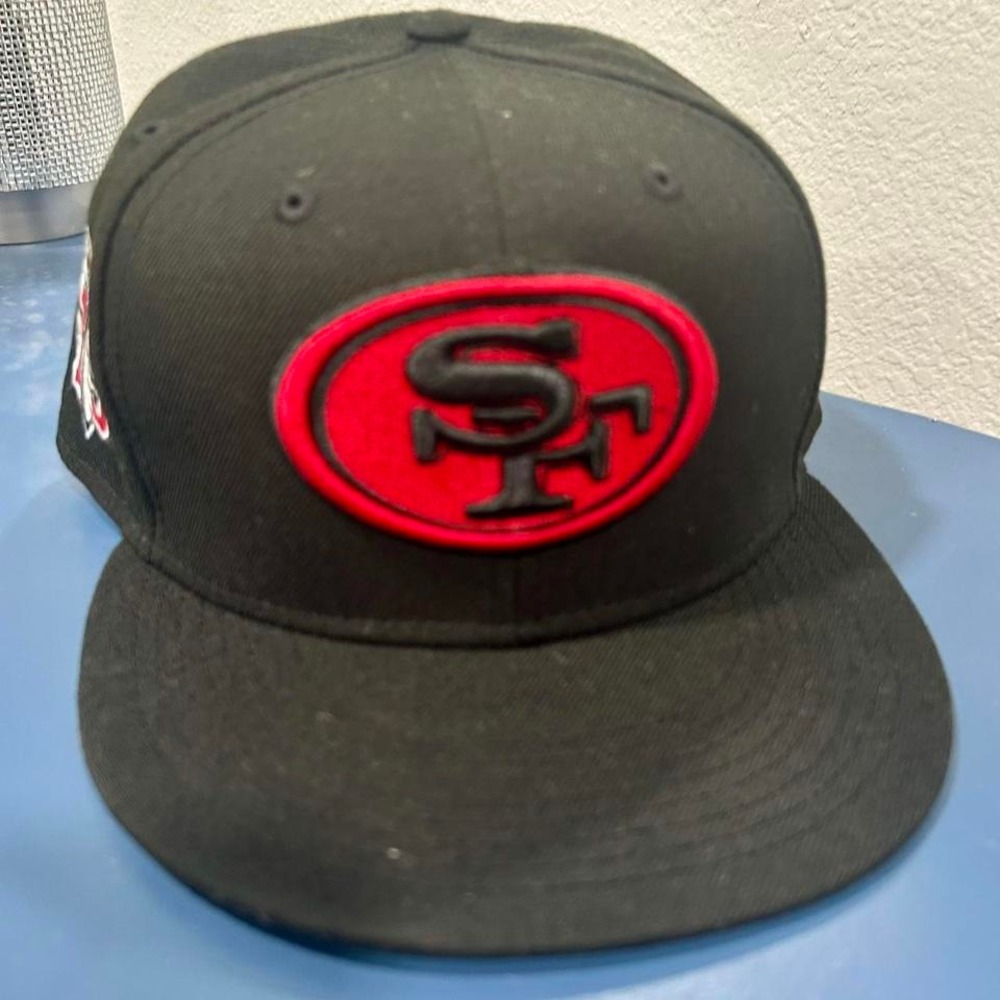 New Era 59 Fifty San Francisco 49ers Hat 75th Anniversary Patch size 7 5/8 NFL